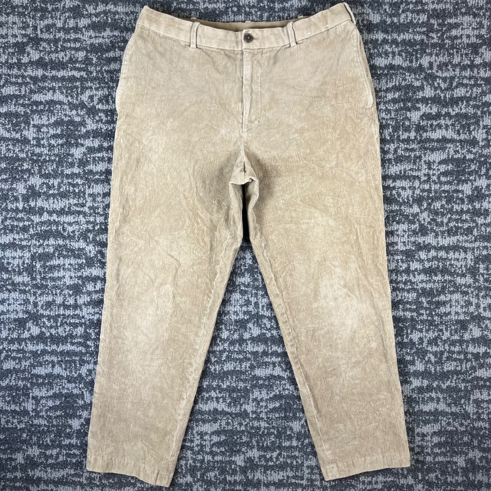 Uniqlo Corduroy Pants Mens L Beige Tan Straight Leg Stretch Casual 321-451817